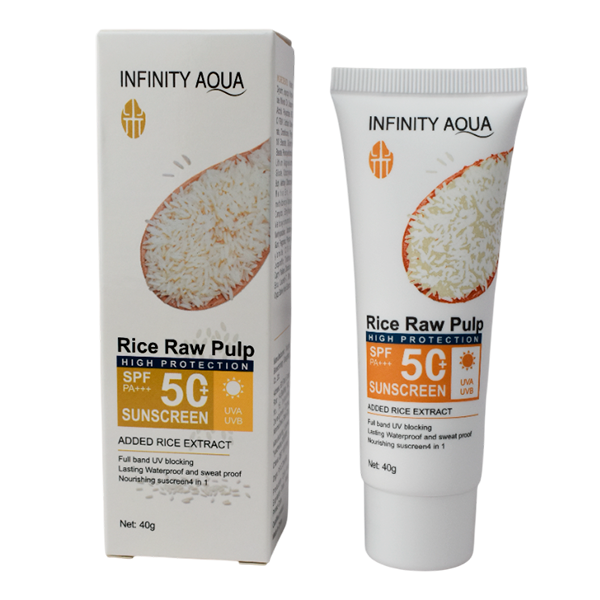 Protector solar con pulpa de arroz crudo 40G. INFINITY AQUA