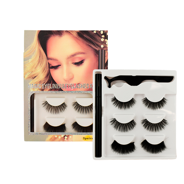 Kit de delineador y pestañas postizas 3 pares