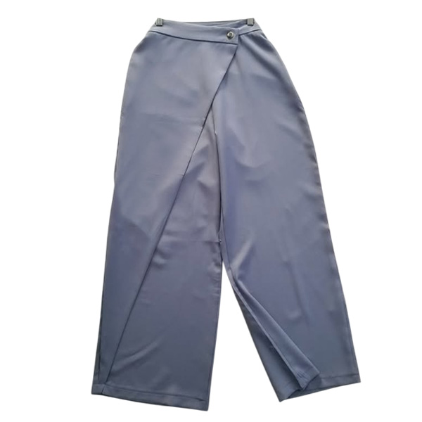 Pantalón de tela tipo palazo traslapado talla unica