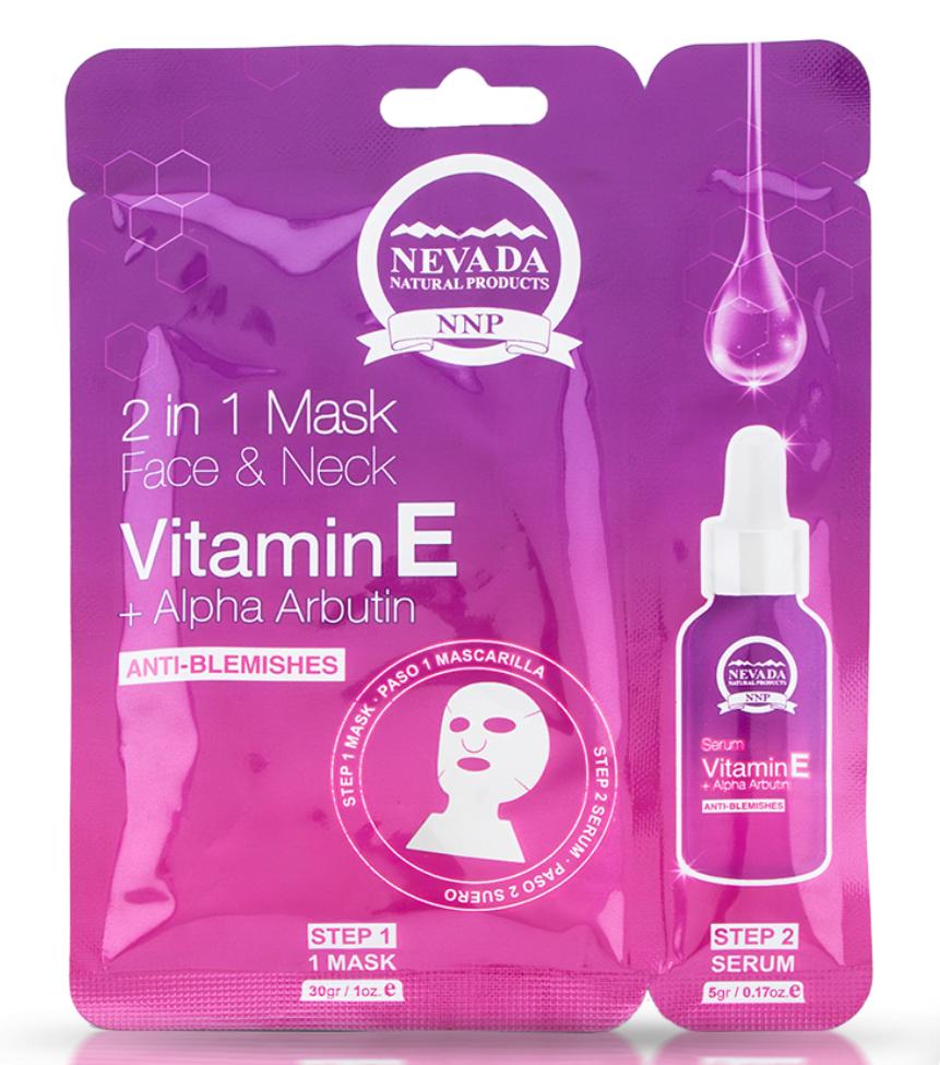Mascarilla facial 2 en 1 para rostro y cuello vitamina E - Nevada