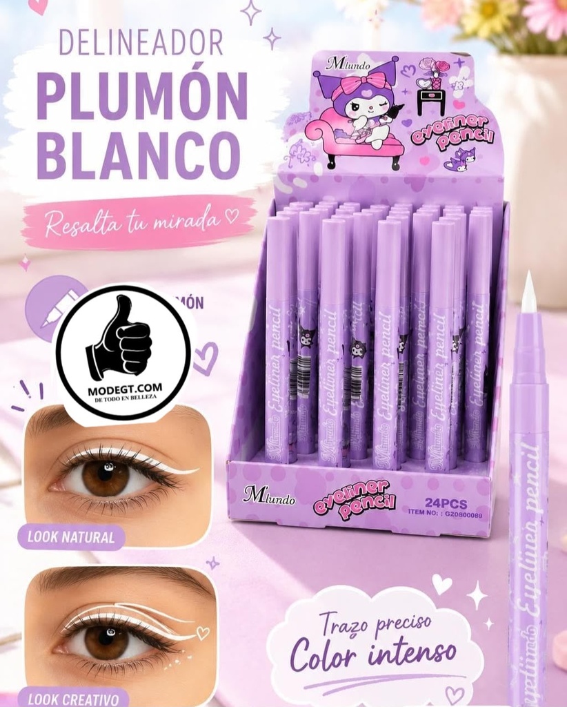 Delineador para ojos color blanco - Miundo