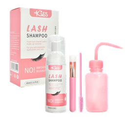 [6969725835592] Kit De Lash Shampoo Para Pestañas Kiss 60 Ml Caja Rosada Con Blanco